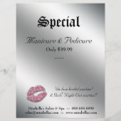 Beauty Salon Flyer Hair Pink Silver Lips (Achterkant)