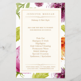 Beauty Salon Garden Floral Boutique Service Menu