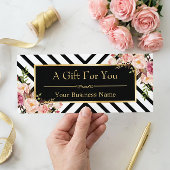 Beauty Salon Gift Certificate Gold Floral Stripes