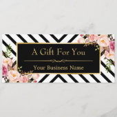 Beauty Salon Gift Certificate Gold Floral Stripes (Voorkant)