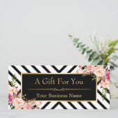 Beauty Salon Gift Certificate Gold Floral Stripes (Staand voorkant)