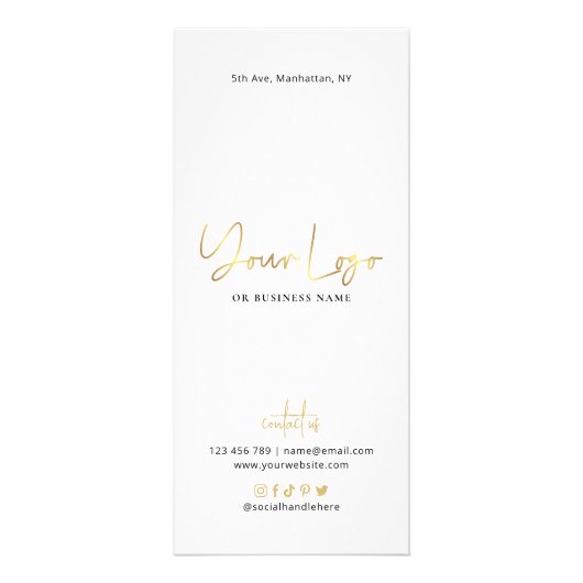 Beauty Salon Glam Gold Logo Moderne prijslijst Reclamekaart (Achterkant)