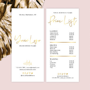 Beauty Salon Glam Gold Logo Moderne prijslijst Reclamekaart