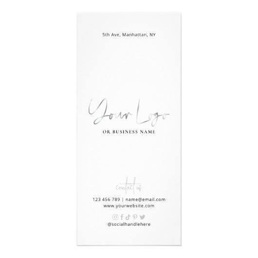 Beauty Salon Glam Silver Logo Trendy Price List Reclamekaart (Achterkant)