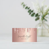 Beauty Salon Glitter Drips Visitekaartje (Staand voorkant)