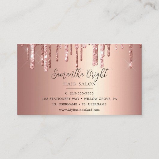 Beauty Salon Glitter Drips Visitekaartje (Achterkant)