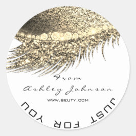 Beauty Salon Glitter Gold Lash Cleaner Metal White Ronde Sticker