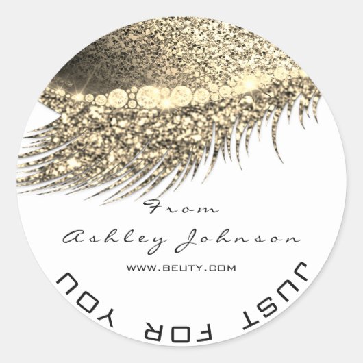 Beauty Salon Glitter Gold Lash Cleaner Metal White Ronde Sticker (Voorkant)