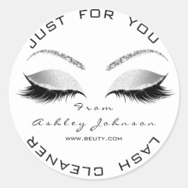 Beauty Salon Glitter Grey Black Whi Lashes Cleaner Ronde Sticker