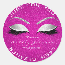 Beauty Salon Glitter Hot Pink Roos Lashes Cleaner Ronde Sticker