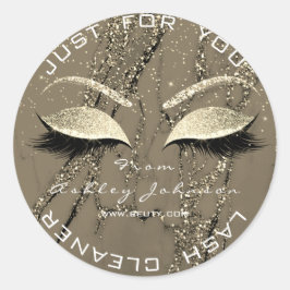 Beauty Salon Glitter Marble Gold Lashes Cleaner Ronde Sticker