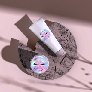 Beauty Salon Glitter Pink Ombre Lashes Cleaner Ronde Sticker