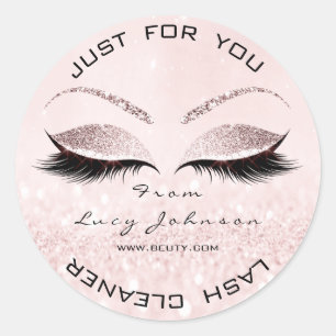 Beauty Salon Glitter Pink Pastel Lashes Cleaner Ronde Sticker