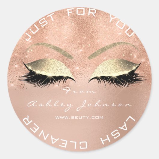 Beauty Salon Glitter Pink Rose Gold Lash Cleaner Ronde Sticker (Voorkant)