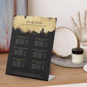 Beauty & Salon Gold & Black Luxe-serviceprijzen Reclamebord Met Voetstuk