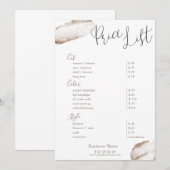 Beauty Salon Gold Blush roze prijslijst Kaart (Voorkant / Achterkant)