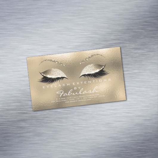 Beauty Salon Gold Glitter Adress Makeup Glass Visitekaartje Magneet (Voorbeeld)