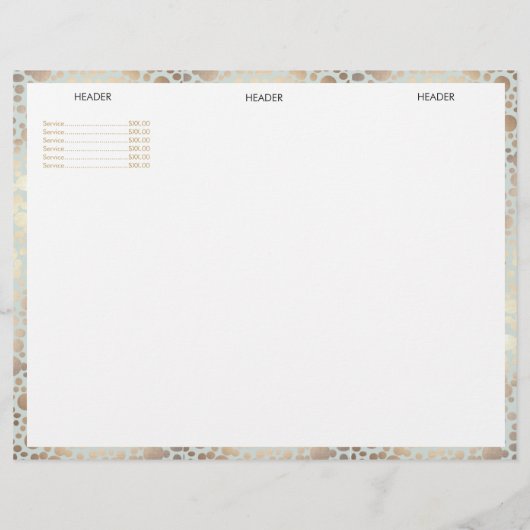 Beauty Salon Gold Light Blue Circle Menu Brochure (Achterkant)