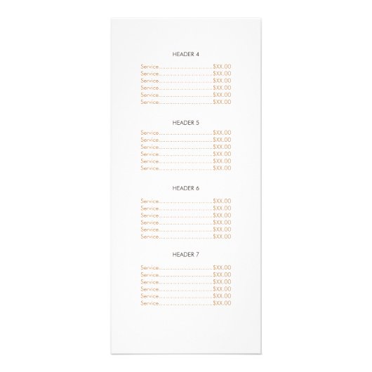 Beauty Salon Gold Light Blue Cirtern Menu (Achterkant)