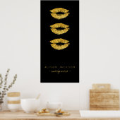 Beauty salon Gold lippen zwarte glazen promotionee Poster (Keuken)