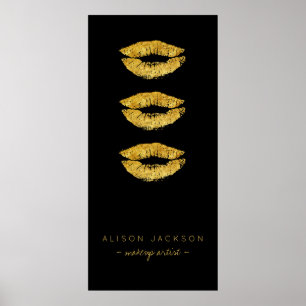 Beauty salon Gold lippen zwarte glazen promotionee Poster