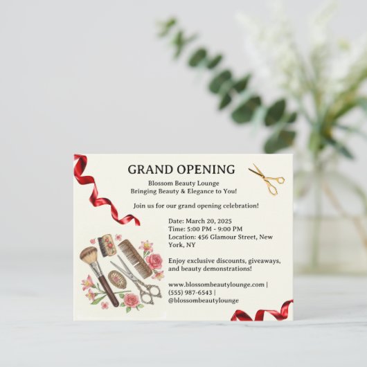 Beauty Salon Grand Opening Uitnodiging (Staand voorkant)