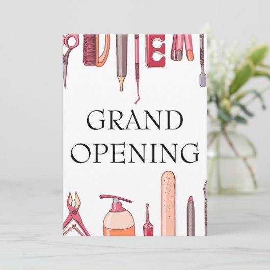Beauty Salon Grand Opening Uitnodigingskaart Kaart (Staand voorkant)