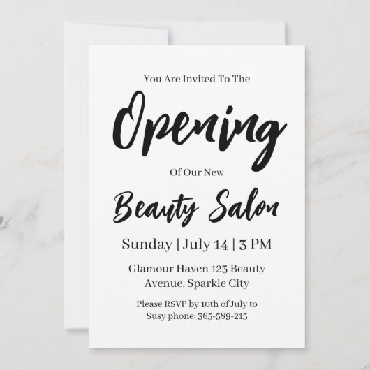 Beauty Salon Grand Opening Uitnodigingskaart Kaart (Achterkant)