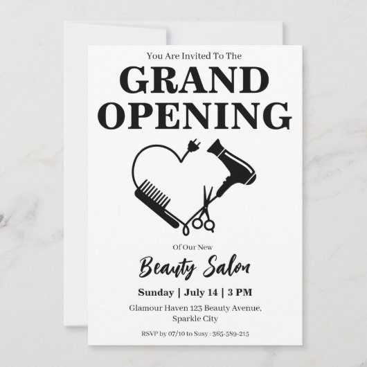 Beauty Salon Grand Opening Uitnodigingskaart Kaart (Voorkant)