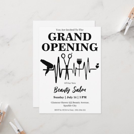 Beauty Salon Grand Opening Uitnodigingskaart Kaart (Voorkant / Achterkant in situ)
