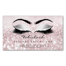 Beauty Salon Gray Pink Rose Adress Makeup Lashes Magnetisch Visitekaartje