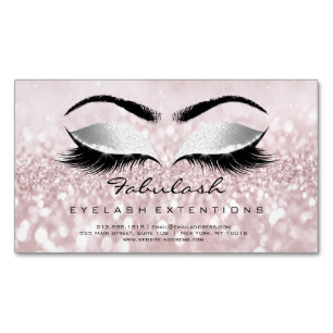Beauty Salon Gray Pink Rose Adress Makeup Lashes Magnetisch Visitekaartje