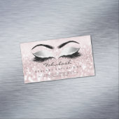 Beauty Salon Gray Pink Rose Adress Makeup Lashes Magnetisch Visitekaartje (Voorbeeld)