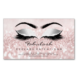 Beauty Salon Gray Pink Rose Adress Makeup Lashes Magnetisch Visitekaartje