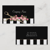 Beauty Salon Hair Studio Rozen Stripes Mode Visitekaartje (Voorkant / Achterkant)