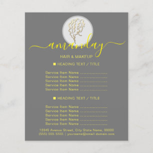 Beauty Salon Hairdresser Logo Gold Grey Yellow Flyer