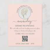 Beauty Salon heropend Logo QR CODE Prijs Roos Flyer (Achterkant)