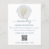 Beauty Salon heropend Logo QR CODE Prijs Wit Flyer (Achterkant)