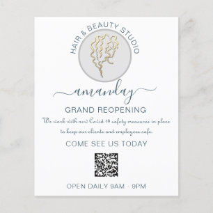 Beauty Salon heropend Logo QR CODE Prijs Wit Flyer
