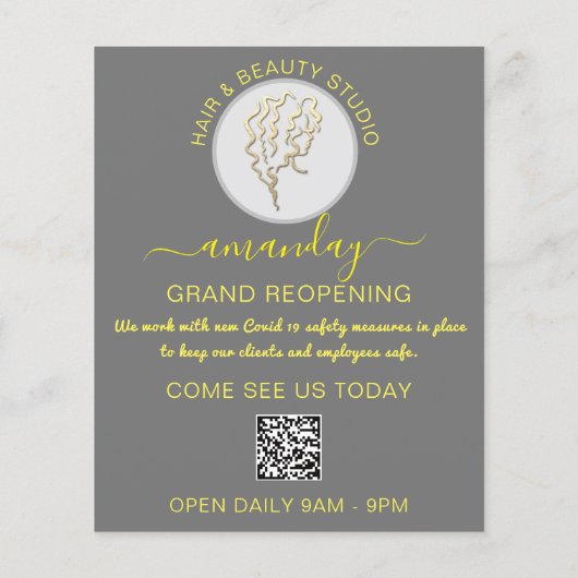 Beauty Salon heropend Logo QR CODE Prijslijst Flyer (Achterkant)