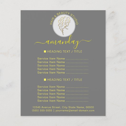 Beauty Salon Heropening Logo QR CODE Prijslijst Flyer (Voorkant)