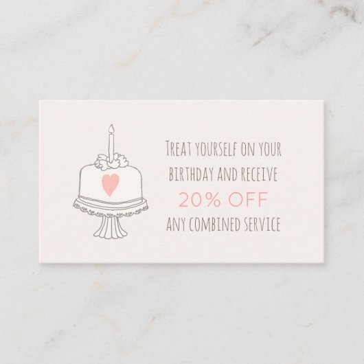Beauty Salon Klantwaardering Verjaardagscoupon Kortingskaartje (Voorkant)