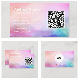 Beauty Salon Lashes Brows Logo QR Code Visitekaartje