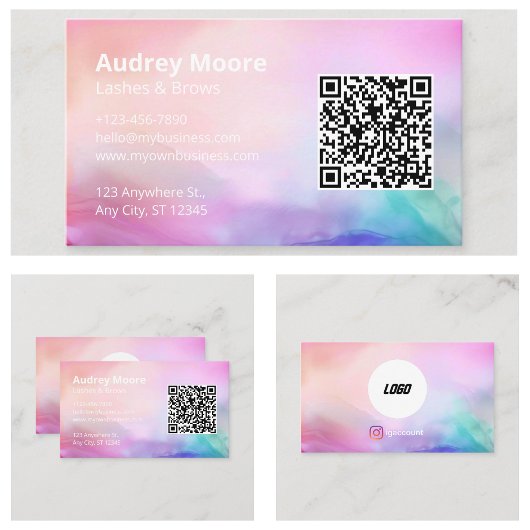 Beauty Salon Lashes Brows Logo QR Code Visitekaartje