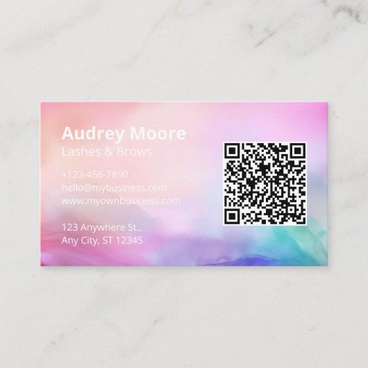 Beauty Salon Lashes Brows Logo QR Code Visitekaartje (Voorkant)