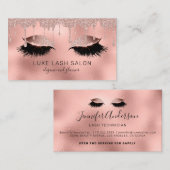 Beauty Salon Lashes Pink Glitter Roos Gold Visitekaartje (Voorkant / Achterkant)
