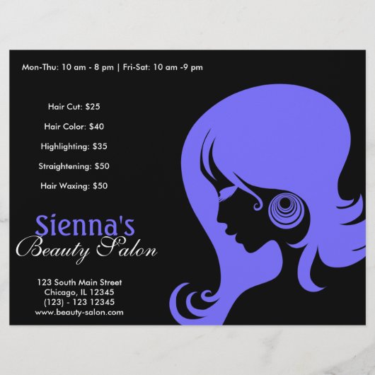 Beauty Salon (Light Slate Blue) Flyer (Voorkant)