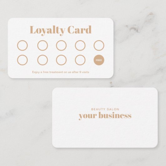 Beauty Salon Loyalty Kaart Eenvoudig goud wit (Voorkant / Achterkant)