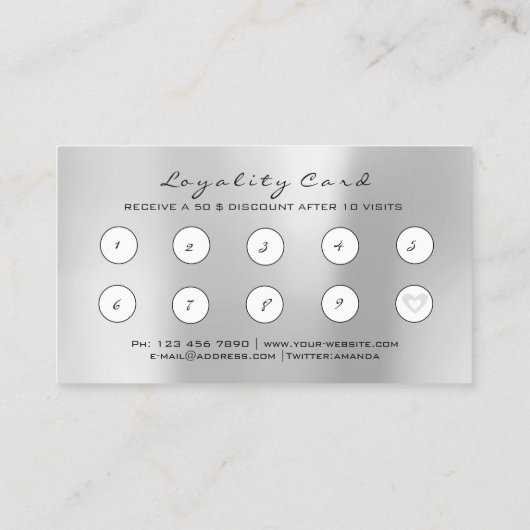 Beauty Salon Loyalty Kaart Makeup Heart Lashes 10 (Achterkant)