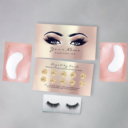 Beauty Salon Loyalty Kaart Makeup Roos Lashes 10